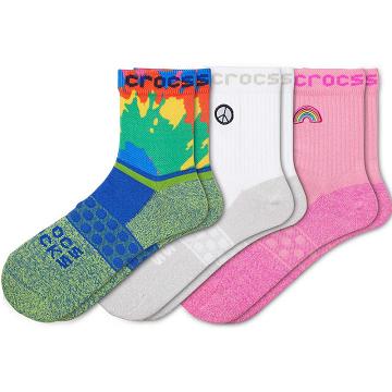 Crocs Adult Quarter Graphic 3-Pack Zokni Férfi Rózsaszín | HU 1649SGLO